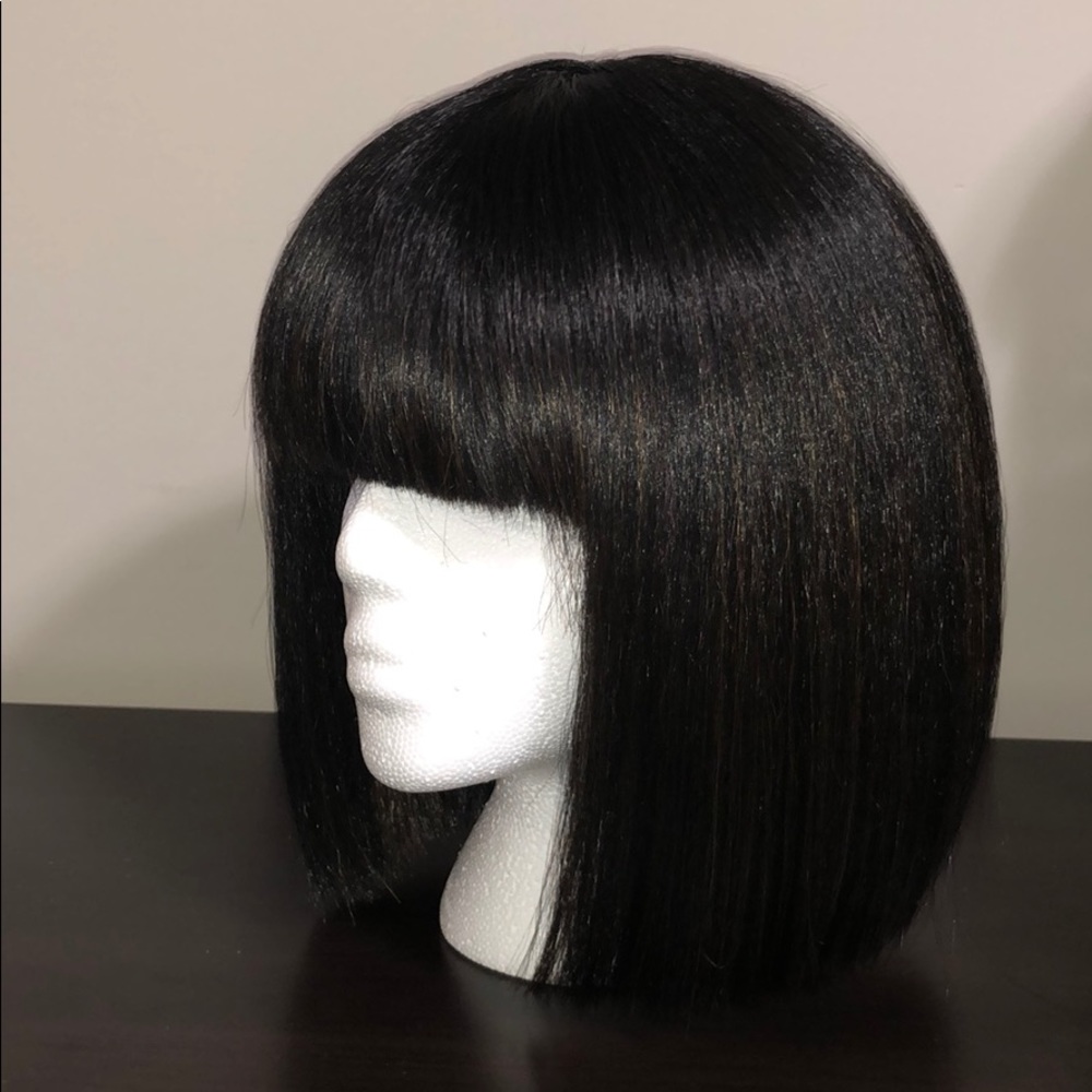 dark brown highlight bob wig